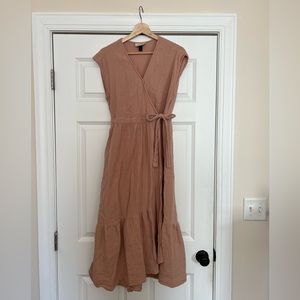 Rusty Pink Gauze Wrap Dress